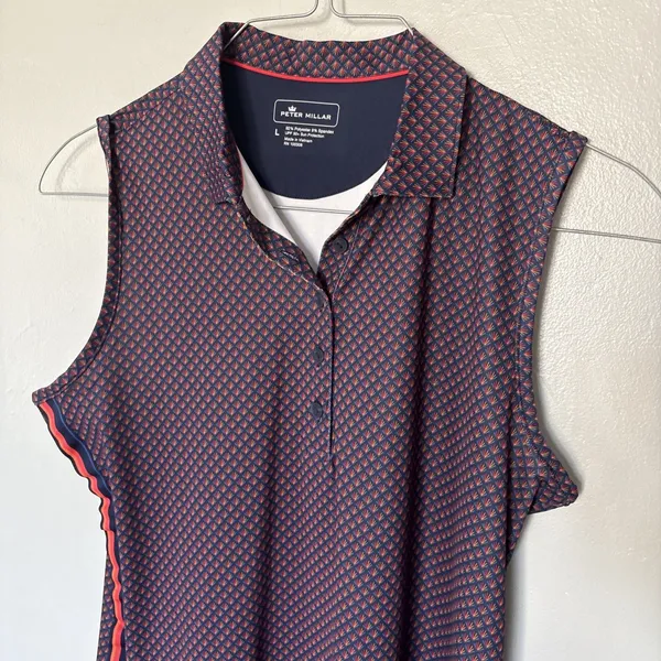 Peter Millar Womens Sleeveless Golf Polo Top L UPF 50 Performance Stretch Large - Image 2