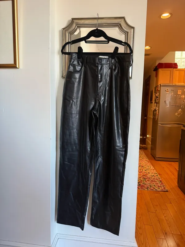 Abercrombie Curve Love 90s Straight Ultra High Rise Leather Pants - Image 2