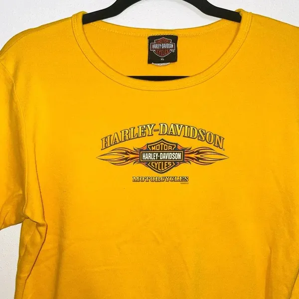Harley Davidson Tee 2005 Texas Graphic 100% Cotton Mustard Yellow - Image 3