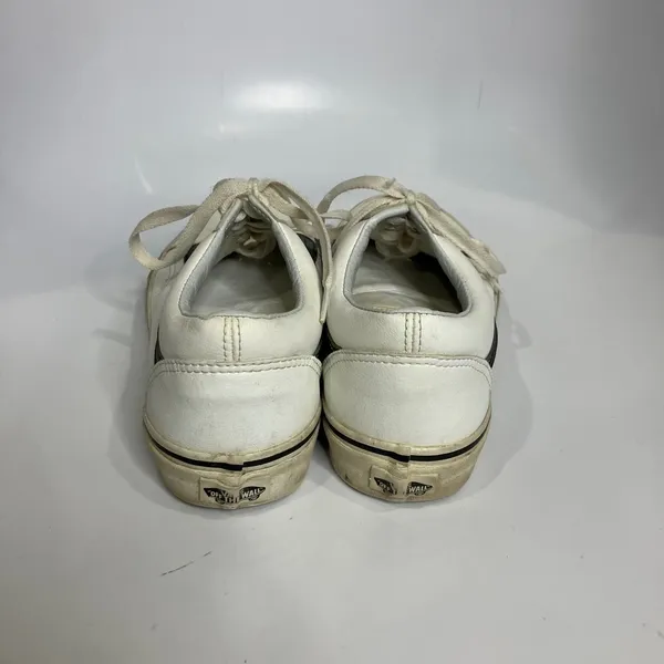 Vans white leather sneakers skateboarding punk unisex sizing‎ women's 10 men 8.5 - Image 4