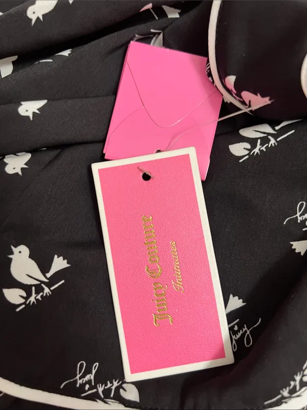 Juicy Couture Bird Print Satin Pajama Set | Cami & Shorts | Size S - Image 11