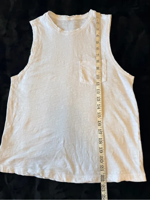 Vuori Sunset tank top, low cut arm hole, slub cotton, white, size XS - Image 5