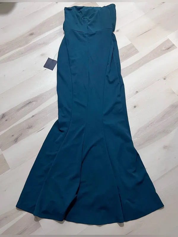 Lulus NWT Women Medium Emerald Green Strapless Pleated Maxi Gown Dress - Image 8