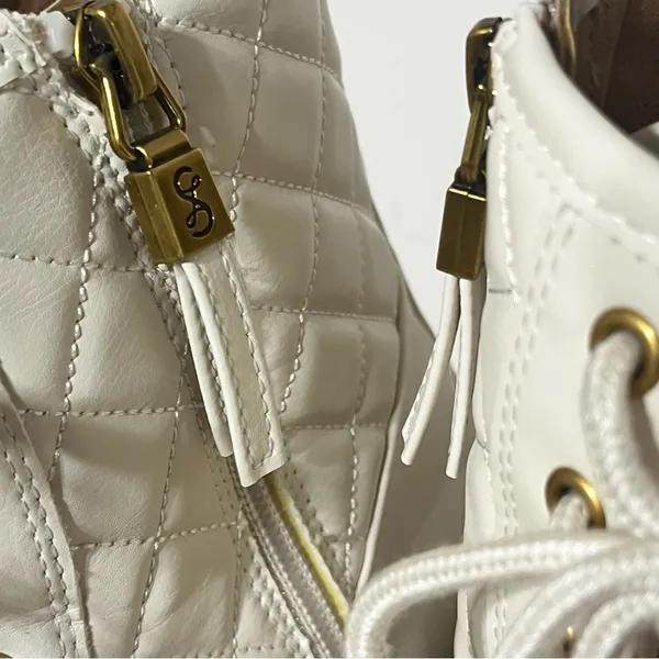 Sam & Libby‎ Women's Otis Quilted Heeled Ankle Boot In Soft Eggshell Size 9 - Image 5