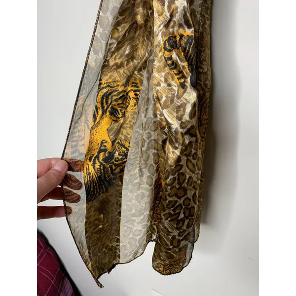 Tiger Stripe Chiffon Leopard Neck Wrap Scarf Womans Beautiful Sheer 13"W X 60"L - Image 2