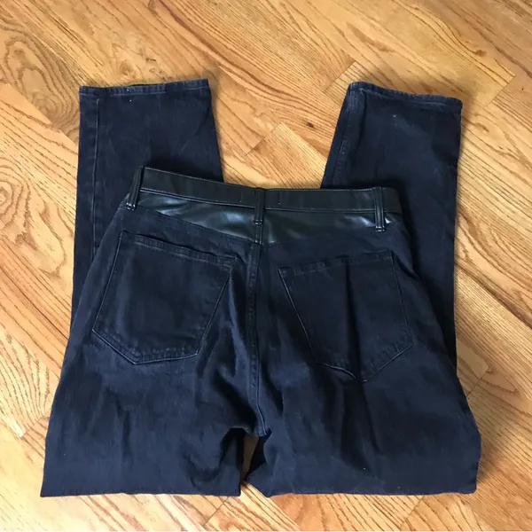 Abercrombie Relaxed Black Jeans with Faux Leather Detail - Image 10