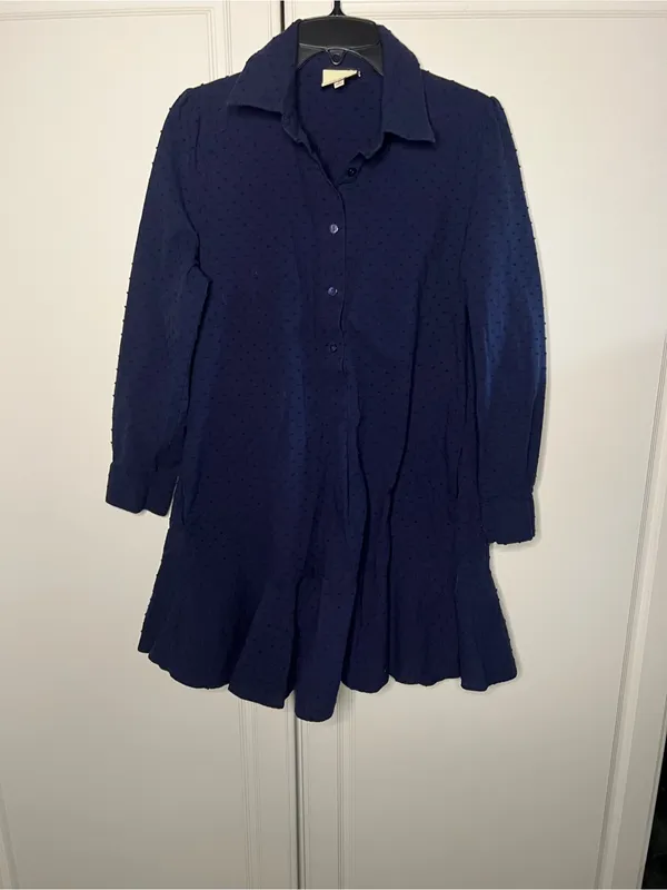 Tuckernuck Callahan Navy Swiss Dot Shirt Dress - Image 9