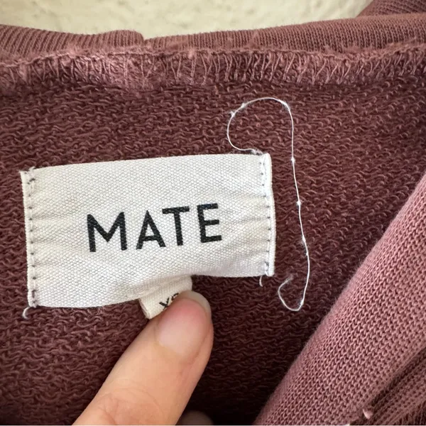 MATE the Label Organic Terry Raglan Hoodie in Plum - XS - Image 5