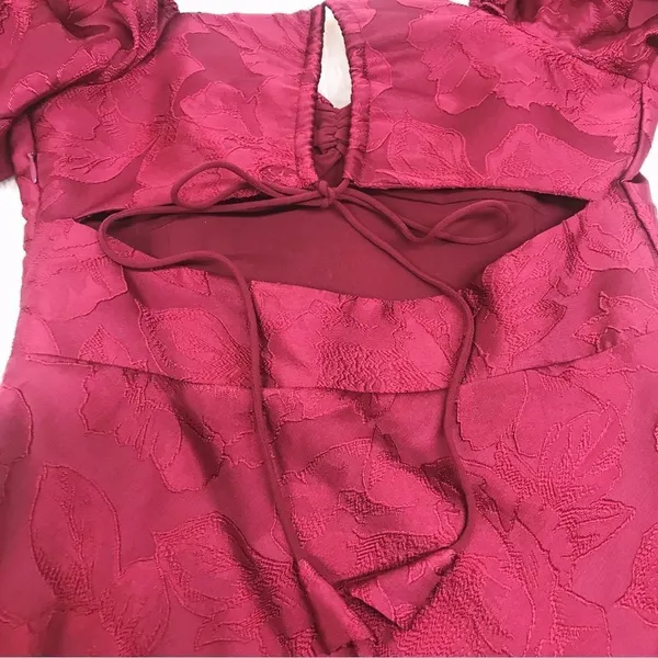SACHIN & BABI‎ Dress Size 0 Cherry Red Gabby Puff Sleeve Midi Open Tie Back New - Image 11