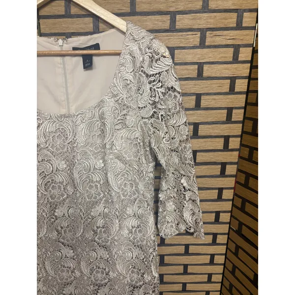 White House Black Market Tan Lace‎ Dress Size 6 - Image 6