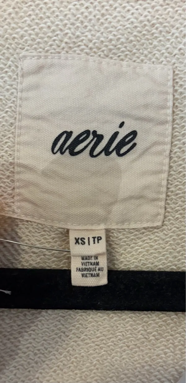 aerie Oversized Athletic Henley Sweatshirts Women in Cream size XS Extra Small - Image 3