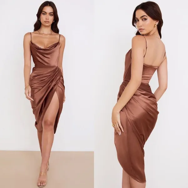 House of CB Satin Reva Sleeveless Toffee Balcony Corset Midi Dress XS - Image 8
