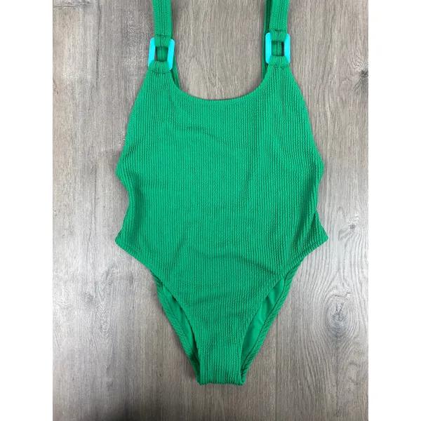 Aerie Green Crinkle Birthday Scoop Back Cheekiest One Piece Swimsuit Sz.M NWT - Image 7