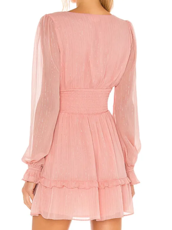 Lovers + Friends Arline Pink Metallic Mini Dress‎ Sz S - Image 3