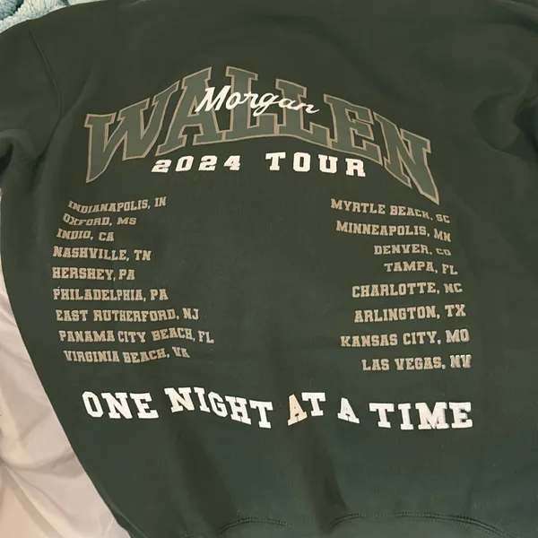 Morgan Wallen Hoodie Green Size M - Image 2