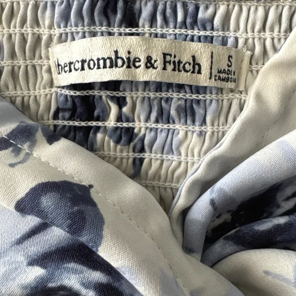 Abercrombie & Fitch Floral Cami Crop Top Smocked Twist Front Blue White‎ S - Image 3