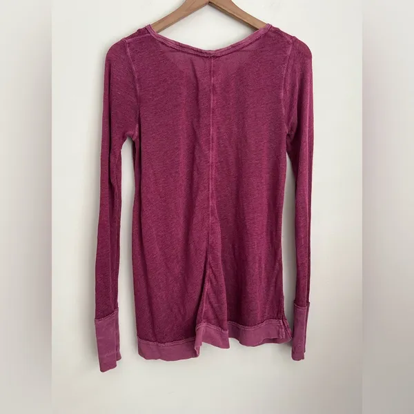 Free People Affogato Hacci Henley Linen Blend Top long sleeve lightweight S - Image 5