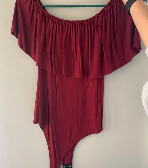 Forever 21 Maroon off the shoulder body suit - Image 2