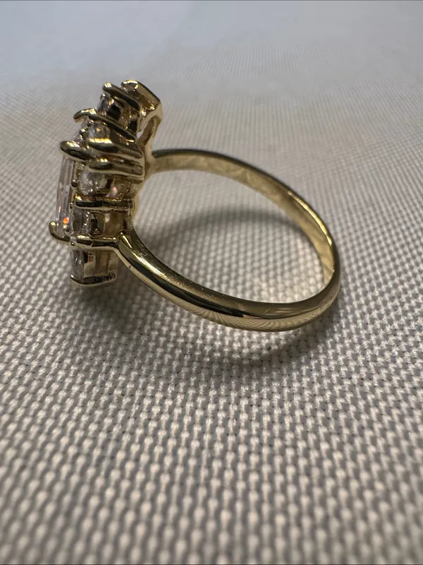 Gold-Tone Clear Crystal Halo Cocktail Ring - Image 3