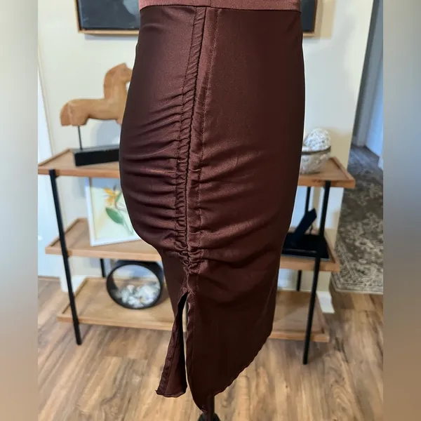 Lioness Original Sin Satin Mini Dress Garnet One Shoulder Ruched Party XS - Image 9
