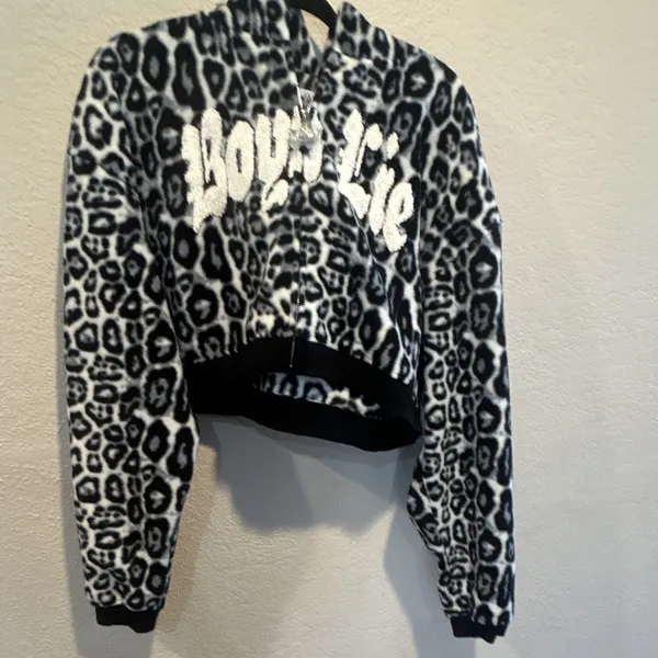Boys Lie Leopard Animal Print Cherub 2-Pc Fleece Zip Hoodie & Pants Set XS/S - Image 7