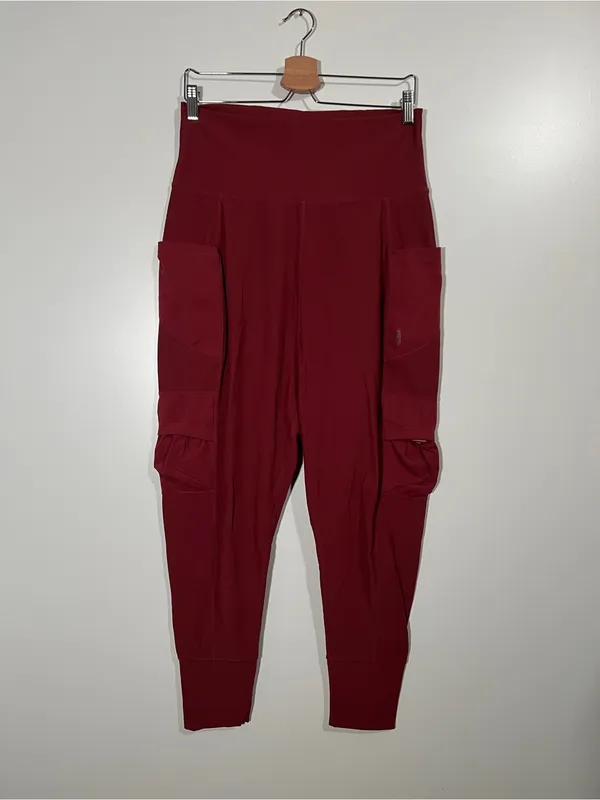 Free People Movement Take A Hike Harem Pants Cargo Pockets Brick Red Size Medium - Image 3