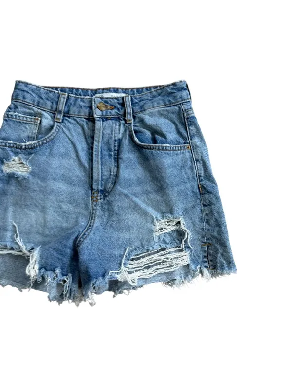 ZARA Cutoff Distressed Denim Shorts Size 2 - Image 4