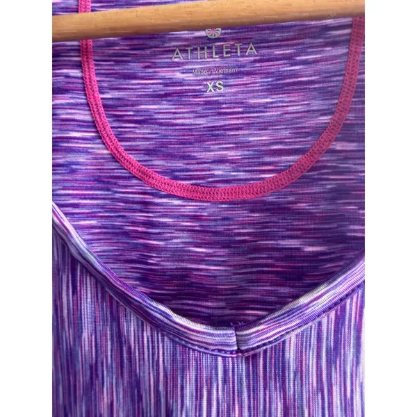 Athleta Space Dye Purple Pink Racerback Running‎ Tank Top XS Zipper Pocket - Image 3