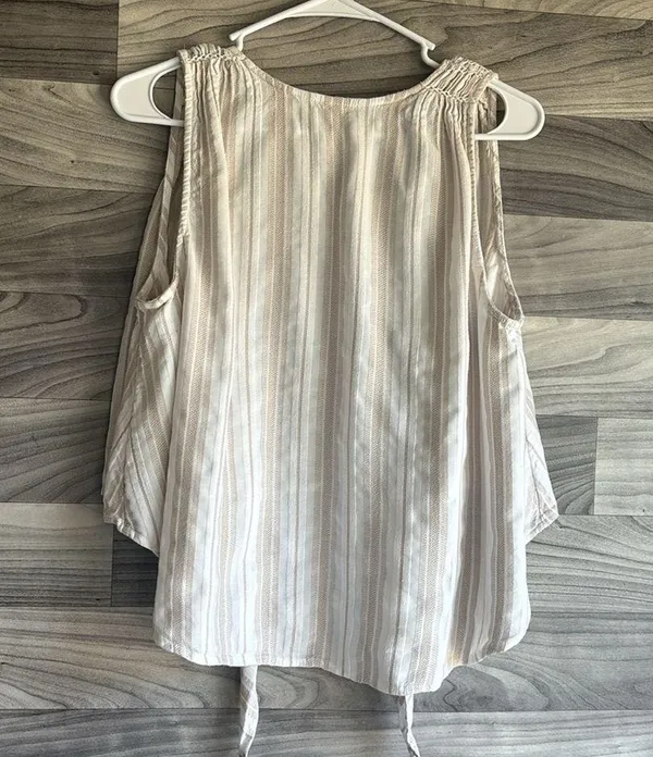 Free People Cream Sleeveless Tie-Front Tank Top - Image 9
