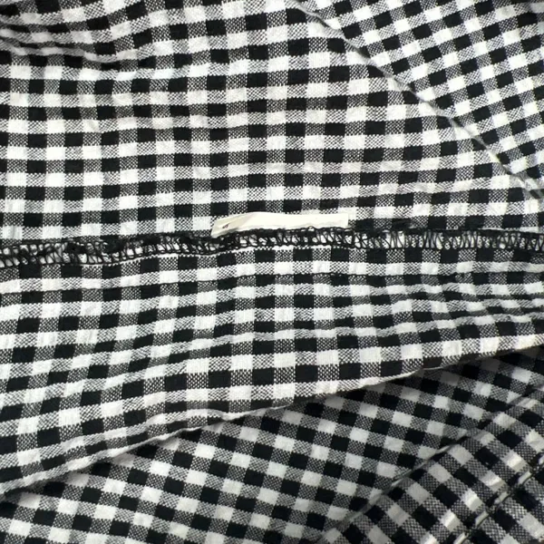Mango Black White Gingham Smocked Puff Sleeve Mini‎ Dress Size 2 Cotton EUC - Image 5