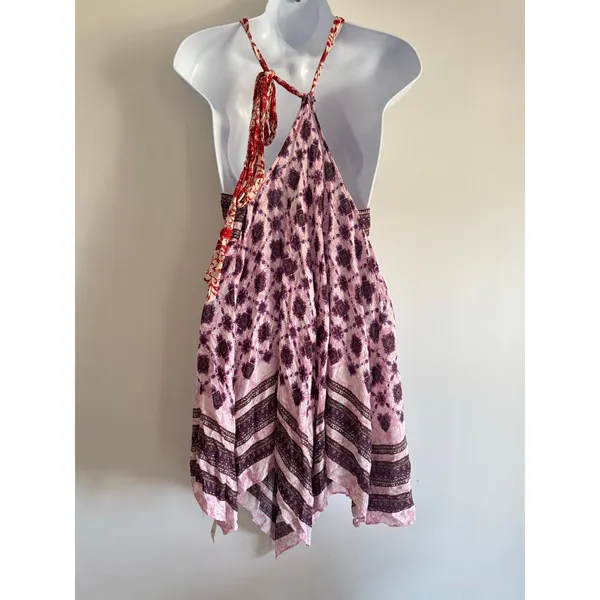 Intimately Free People Dress Small Pink Boho‎ Halter Handkerchief Hem Festival - Image 2