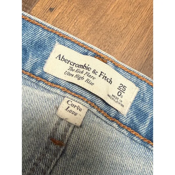 Abercrombie & Fitch Curve Love The Kick Flare Ultra High Rise Jeans Blue 25 0S - Image 3
