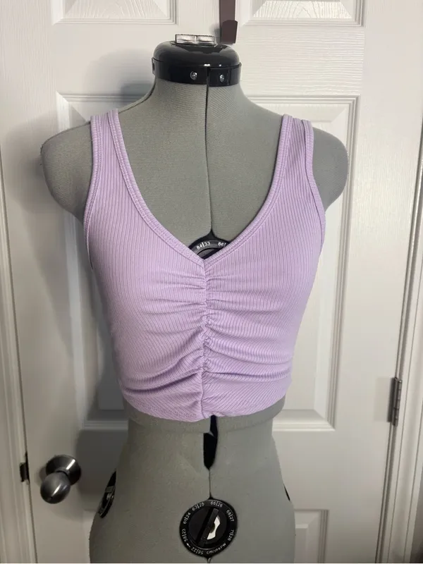 Garage ribbed ruched crop top, XS - Image 2