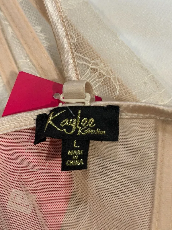 Kaylee Kollection Lacing Mesh Corset Bustier Tan Size L - Image 2
