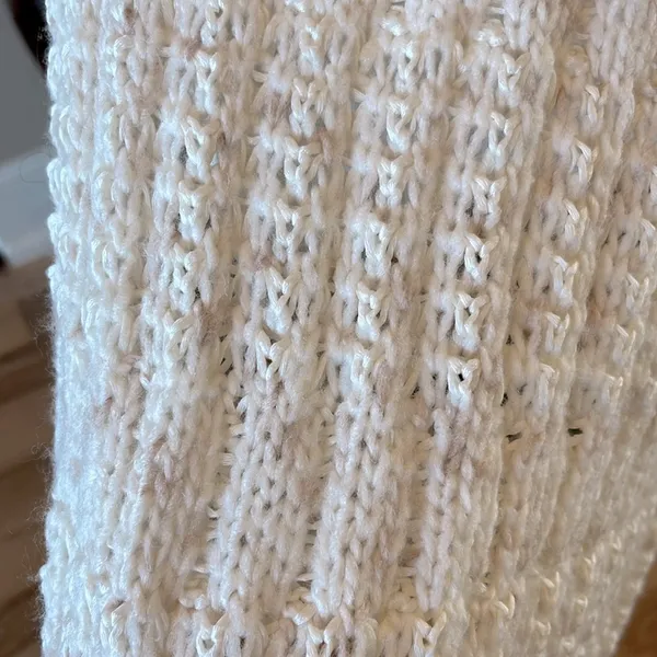Crochet Sweater Beige Fringe One Size XS S M L - Image 12