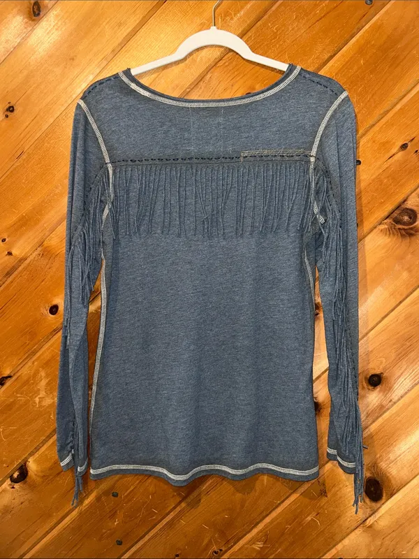 Double D Ranch Endless skyway western knit & fringe long sleeve top - Image 4