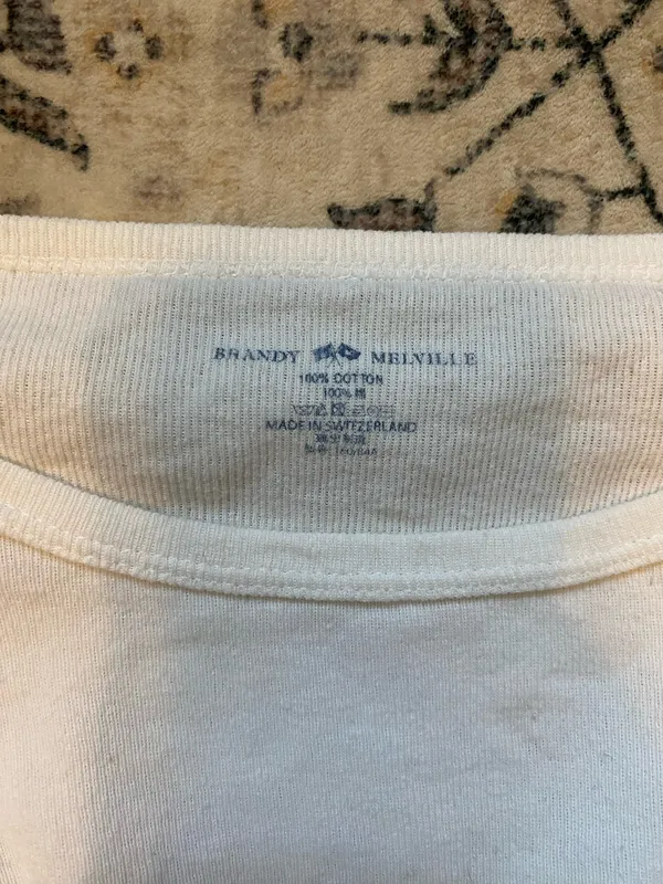 Brandy Melville Ribbed White Long Sleeve Crop Top - Image 3