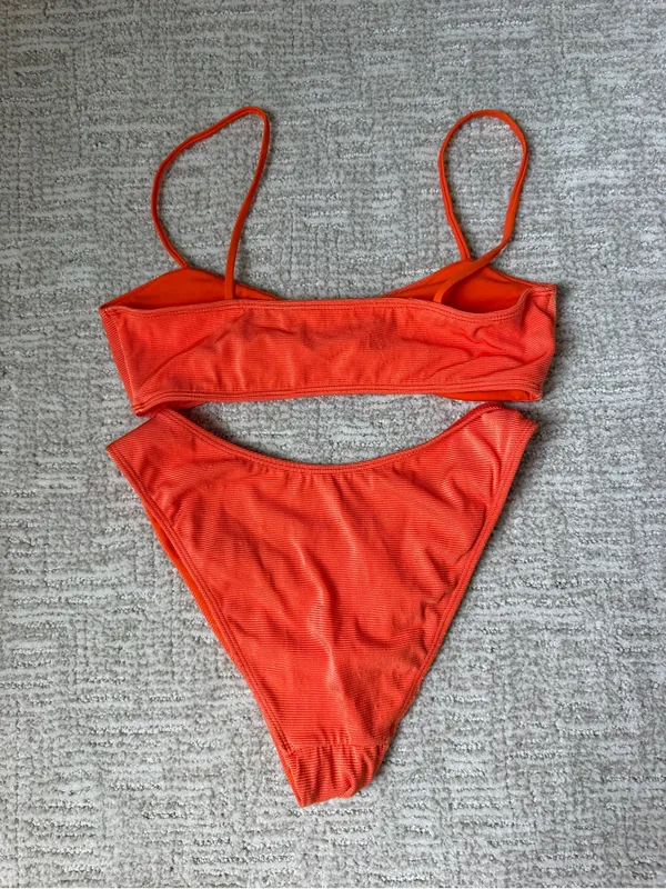 PacSun Bright Orange Ribbed Bikini Set - Image 2