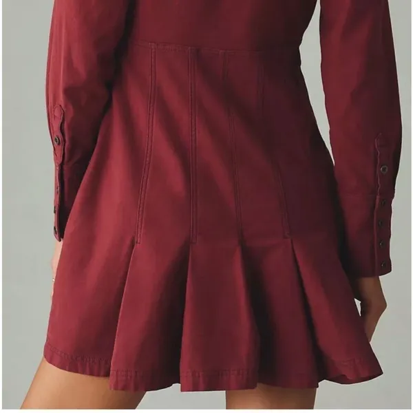 NWT ANTHROPOLOGIE Pilcro Crimson VNeck Seamed Mini Dress sz 8 - Image 3