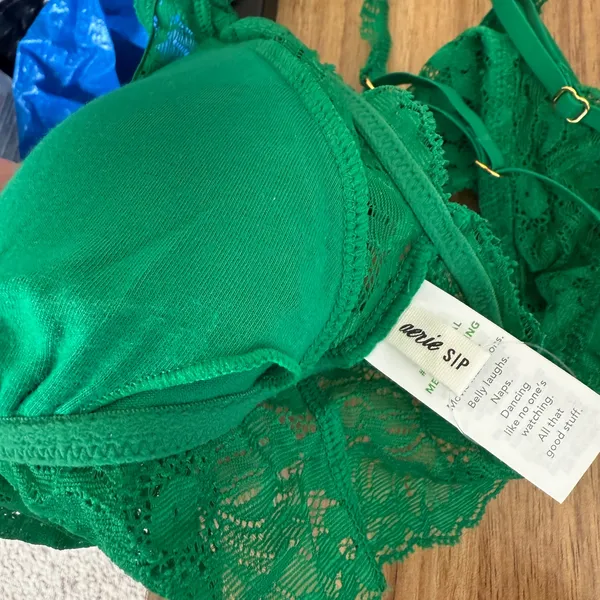 NWT AERIE Padded Lace‎ Strappy Bra in Alpine Green - Image 3