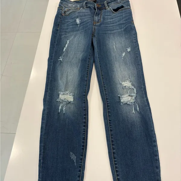 Judy Blue denim distressed relaxed fit jeans size 9/29 - Image 5