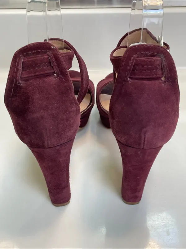 Vince Camuto Women’s Shayla Suede Leather Burgundy Crossover Straps Heels - Image 4