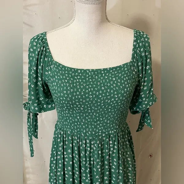 American Eagle Outfitters Teal Floral Dress - Image 3