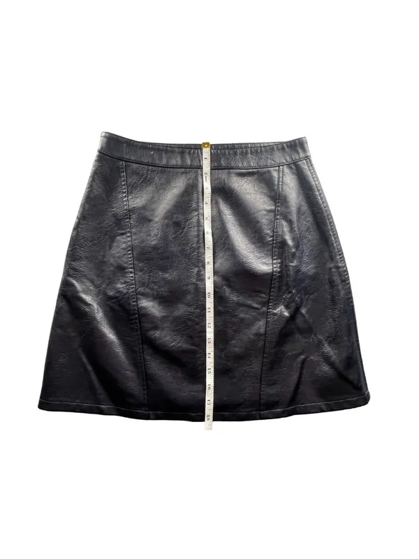 Zara Basic Faux Leather Mini Skirt Size S Dark Navy Blue Side Zip Textured - Image 8