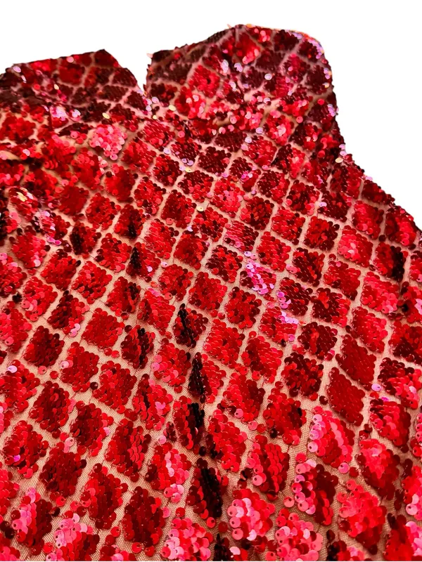 Emerald Sundae Red Sequin Strapless Bodycon Mini Dress XS Cocktail Party Holiday - Image 8