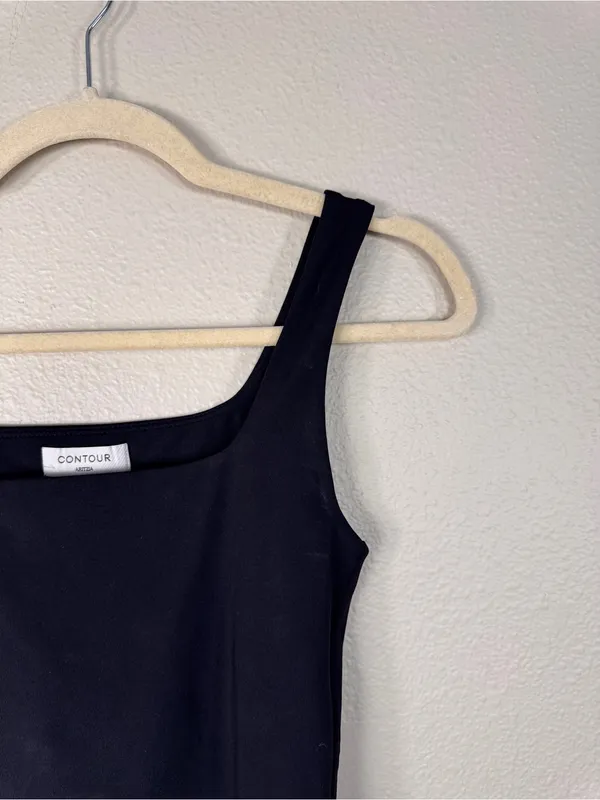 Aritzia Contour Black Square Neck Bodysuit Womens S Minimalist Classic Tank - Image 7