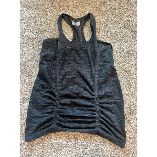 Athleta‎ Fastest Track Racerback Tank Small Space Dye Ruched 489382 Gripper Hem - Image 2