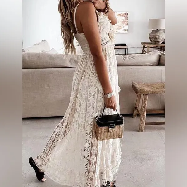 Cupshe Cream Lace Dress - Image 2