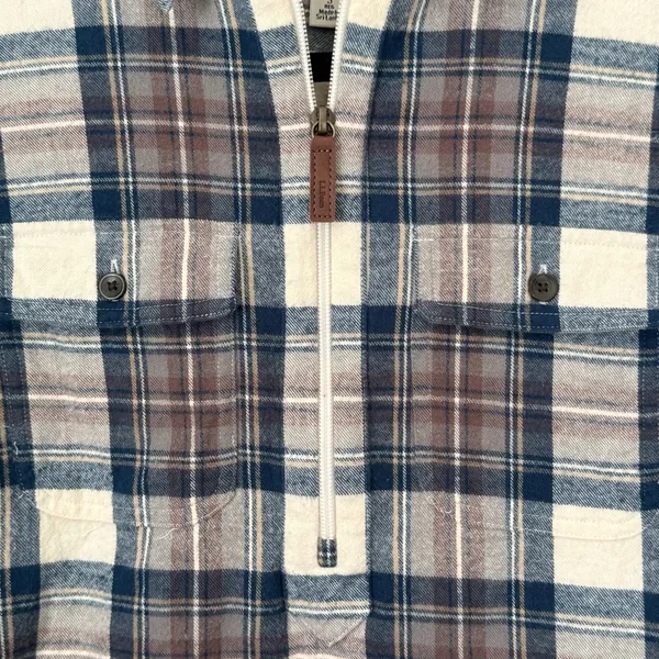 L.L. Bean Women's Scotch Plaid Flannel Shirt, Quarter-Zip‎ Size Small - Image 5