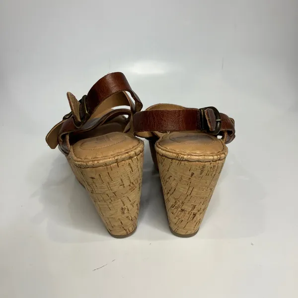 Born Emmy Quarter cork wedge Sandals‎ brown leather straps women's size 40 - Image 5